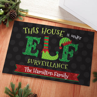 Personalized This House is Under Elf Surveillance Doormat - 18x27 Inch, 1/8" Thin