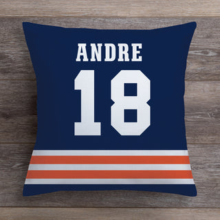 Sports Team Personalized Throw Pillow (Blue/Orange)