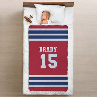 Sports Team Personalized Fuzzy Blanket (Red/Blue)