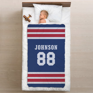 Sports Team Personalized Fuzzy Blanket (Royal Blue/Red)