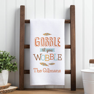 Gobble Til you Wobble Personalized Waffle Tea Towel