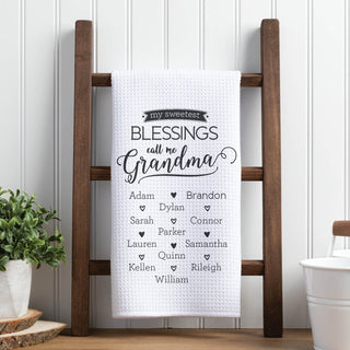 Grandma's Blessings Personalized Waffle Tea Towel