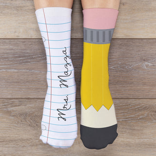 Pencil and Paper Personalized Adult Crew Socks
