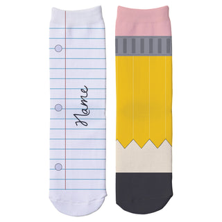 Pencil and Paper Personalized Adult Crew Socks