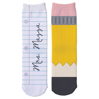 Pencil and Paper Personalized Adult Crew Socks
