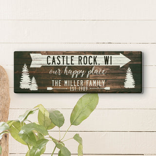Our Happy Place Personalized 6x18 Canvas