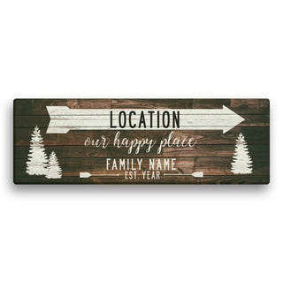Our Happy Place Personalized 6x18 Canvas