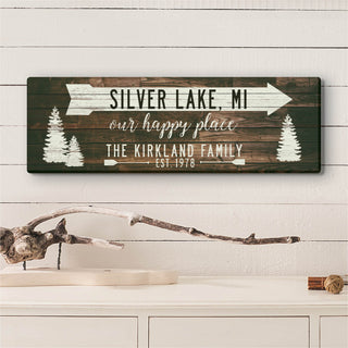 Our Happy Place Personalized 9x27 Canvas