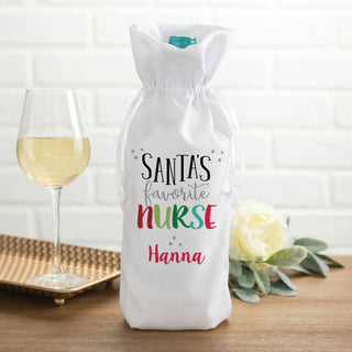 Santa's Favorite Nurse Personalized Wine Bag