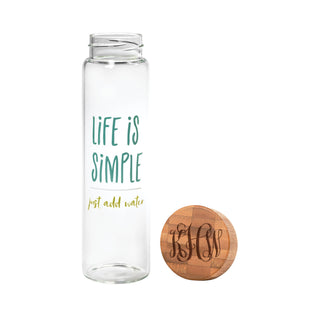 Life Is Simple Personalized Glass Water Bottle
