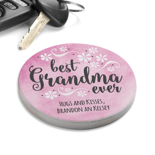 Best Grandma Ever Personalized Car Coaster Set