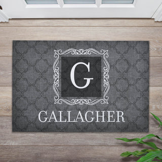Personalized Fancy Initial and Name Doormat - 18x27 Inch, 1/8" Thin