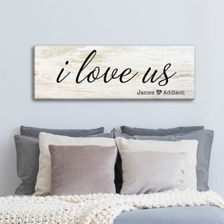I Love Us Personalized Canvas 9x27