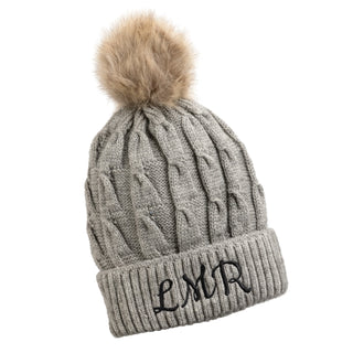 Gray Personalized Fur Pom Hat