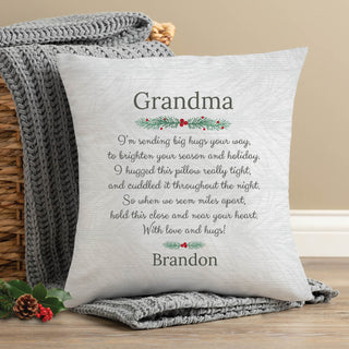 Holiday Hugs from Home Personalized Throw Pillow
