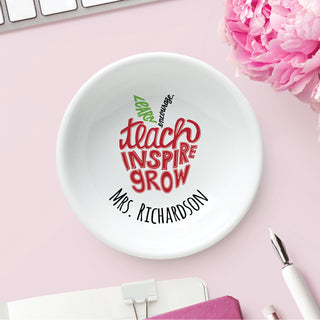 Teach Inspire Grow Personalized Round Trinket Dish
