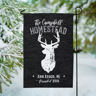 Stag Head Personalized Garden Flag