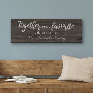 Together Is My Favorite Place Personalized 9x27 Canvas