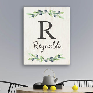 Olive Branch and Initial Personalized 16x20 Canvas