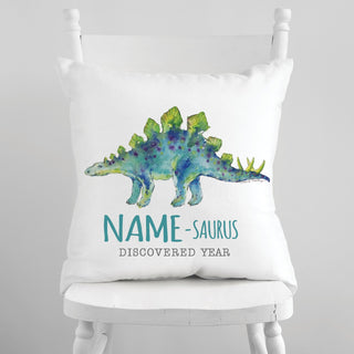 Blue Dino-Name Stegosaurus 14" Throw Pillow Cover