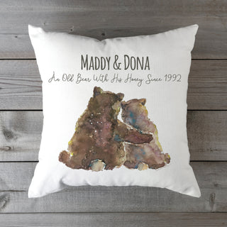 Old Bear Couple Personalized Throw Pillow
