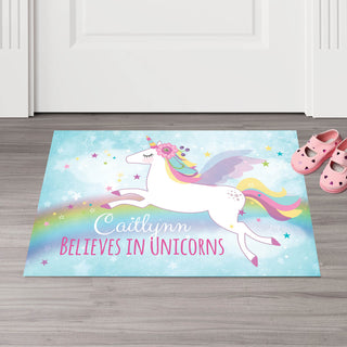 Unicorn and Rainbow Personalized Doormat