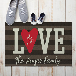 Personalized Love Striped Doormat - 18x27 Inch, 1/8" Thin