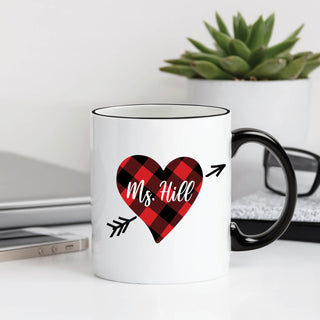 Cupids Favorite White Coffee Mug with Black Rim and Handle-11oz