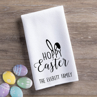 Hoppy Easter Personalized Waffle Tea Towel
