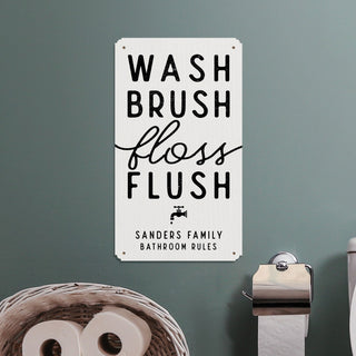 Wash Brush Floss Personalized Metal Sign