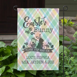 Easter Bunny Stop Here Personalized Garden Flag