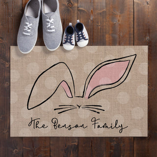 Personalized Bunny Ears Doormat - 18x27 Inch, 1/8" Thin