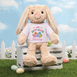 Hoppy Easter Plush Bunny With Personalized Primary Colors T-Shirt