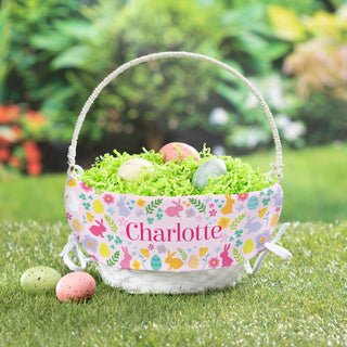 Easter Basket with Personalized Bunny and Flower Liner