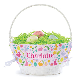 Easter Basket with Personalized Bunny and Flower Liner