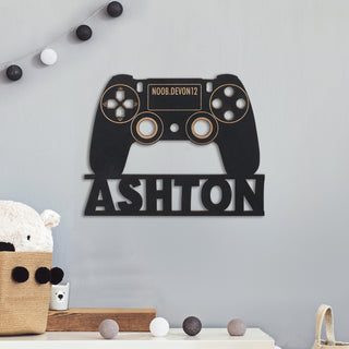 Gamer Controller Personalized Black Wood Plaque