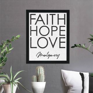 Love Faith Peace Personalized 11x14 Framed Canvas
