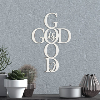 God is Good White Distressed Cross