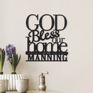 God Bless Our Home Personalized Wood Sign