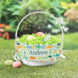 Easter Basket with Personalized Dinosaurs and Eggs Liner