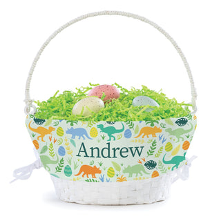 Easter Basket with Personalized Dinosaurs and Eggs Liner