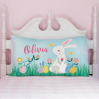 Girl Bunny Easter Personalized Pillowcase 