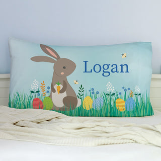 Boy Bunny Easter Personalized Pillowcase