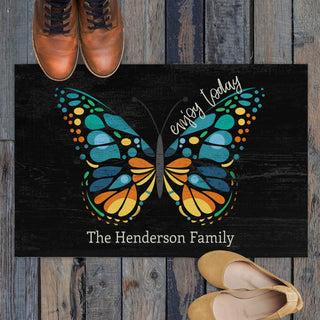 Enjoy Today Butterfly Personalized Doormat