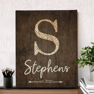 Patterned Initial Personalized 16x20 Canvas