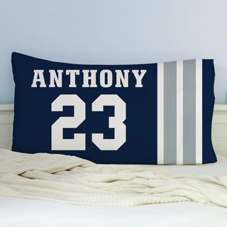 Sports Team Personalized Pillowcase (Blue/Grey)