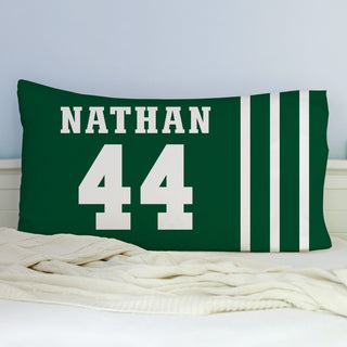 Sports Team Personalized Pillowcase Green/White)