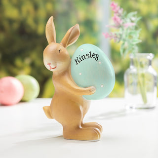 Cheerful Bunny With Blue Egg Personalized Figurine