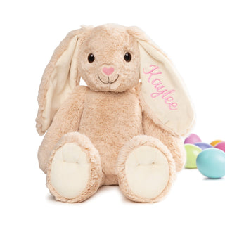 Plush Bunny with Pink Embroidered Name