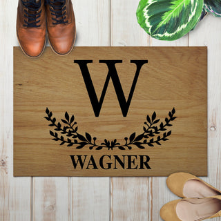 Initial Name Laurel Wreath Personalized Doormat